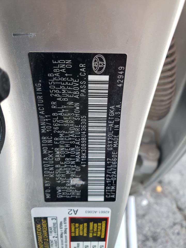 2011 Toyota Avalon Base VIN: 4T1BK3DB9BU436305 Lot: 91446145