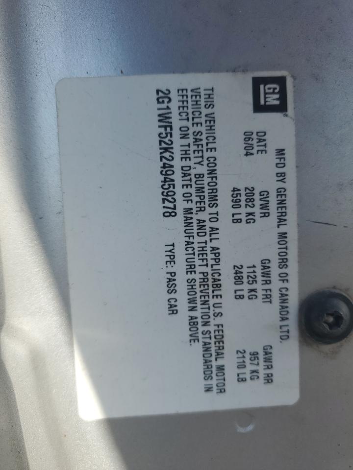 2004 Chevrolet Impala VIN: 2G1WF52K249459278 Lot: 90866295