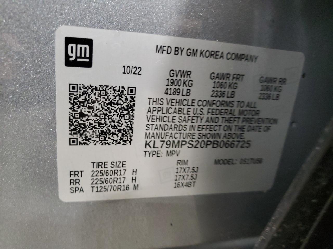 2023 Chevrolet Trailblazer Lt VIN: KL79MPS20PB066725 Lot: 90221545