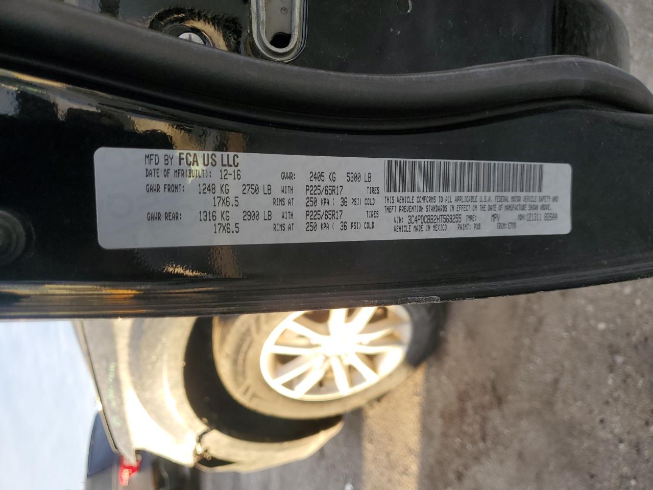 2017 Dodge Journey Sxt VIN: 3C4PDCBB2HT569255 Lot: 92223315