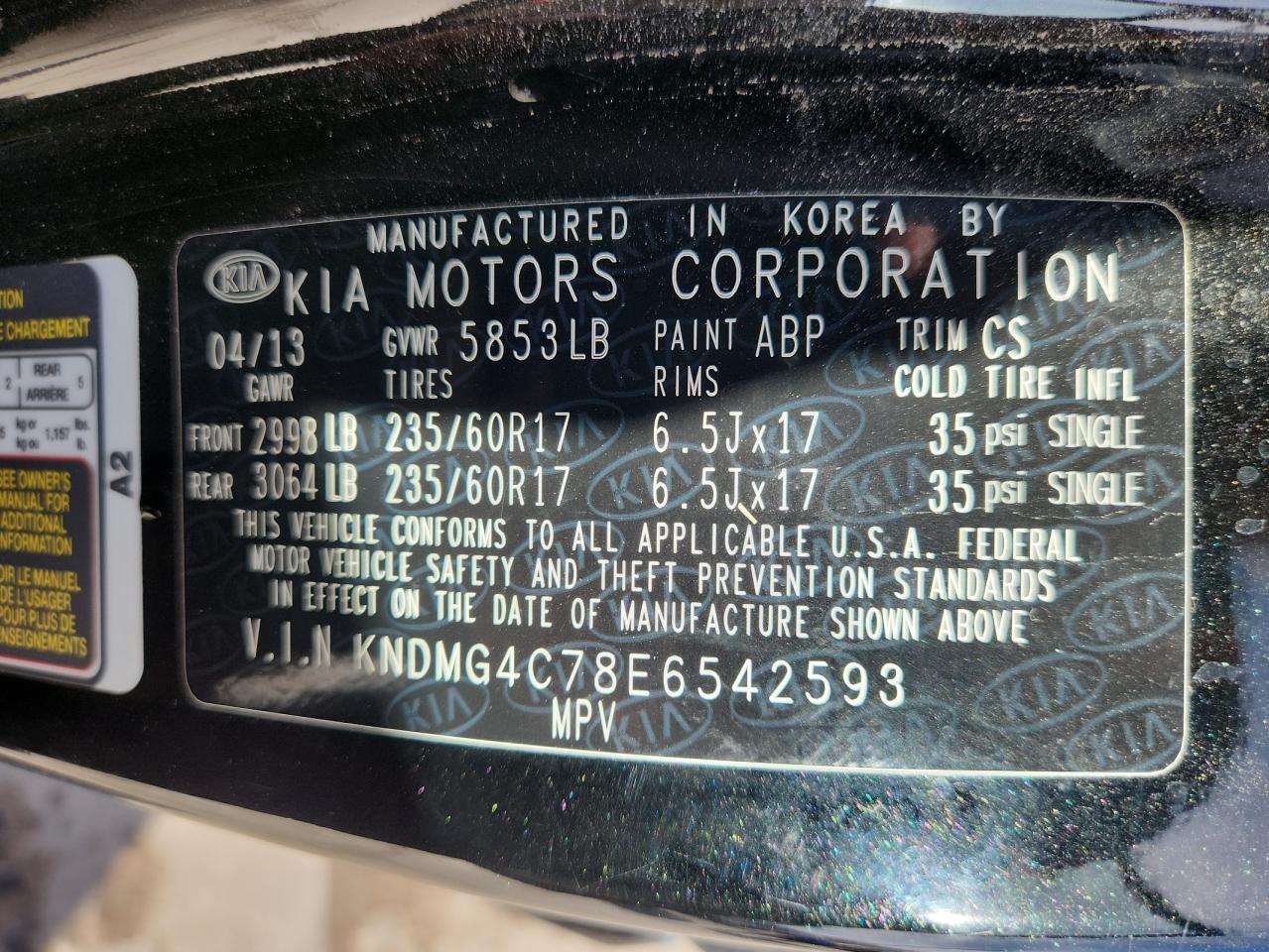 2014 Kia Sedona Lx VIN: KNDMG4C78E6542593 Lot: 91252535