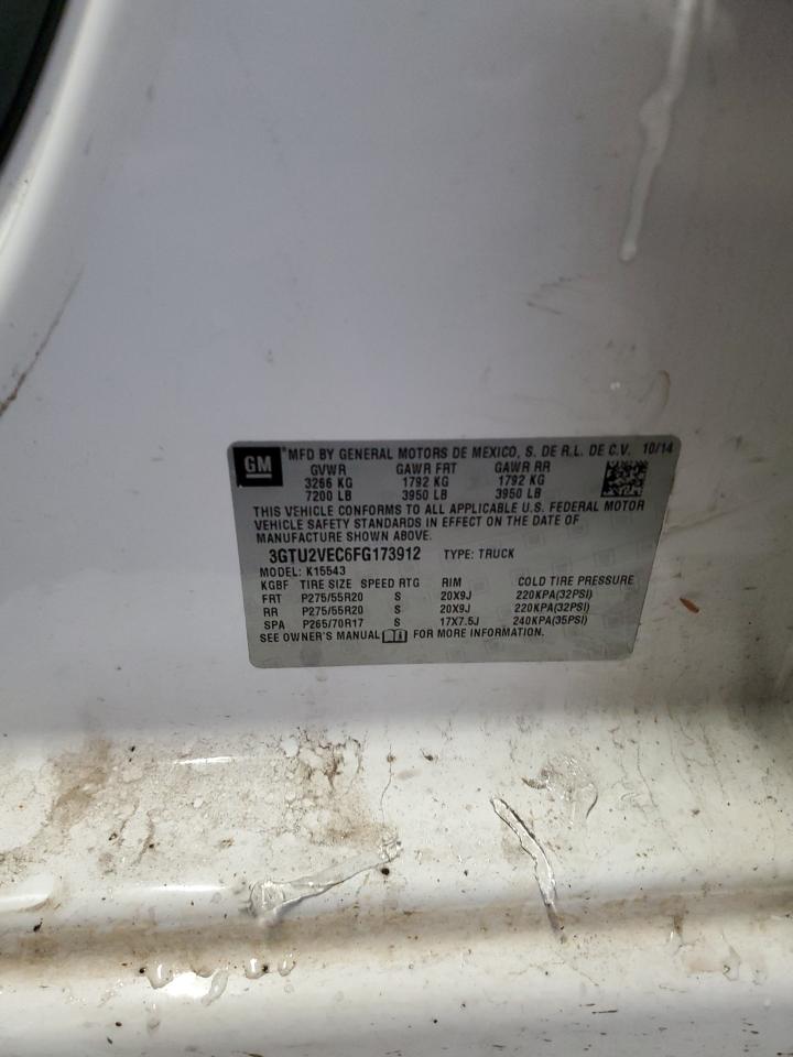 2015 GMC Sierra K1500 Slt VIN: 3GTU2VEC6FG173912 Lot: 91579915