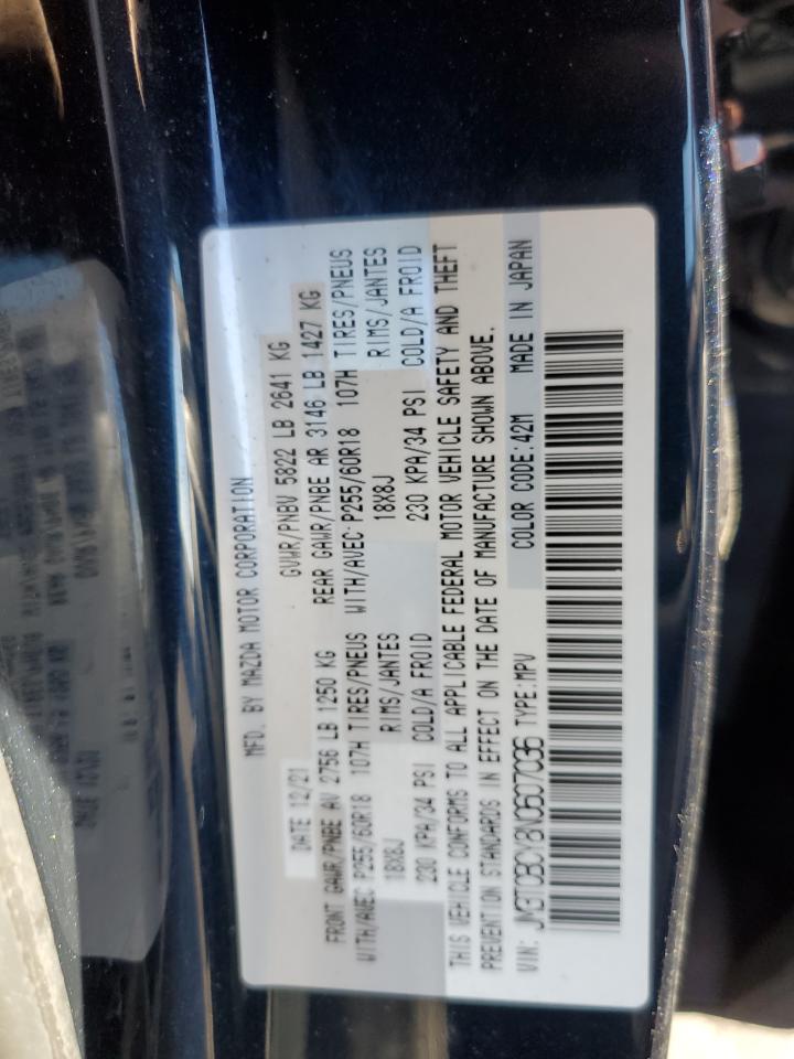 2022 Mazda Cx-9 Touring VIN: JM3TCBCY8N0607036 Lot: 93643365