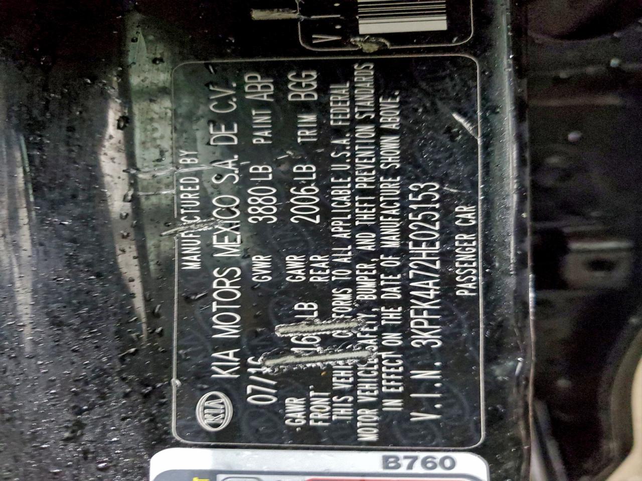 2017 Kia Forte Lx VIN: 3KPFK4A72HE025153 Lot: 85439555