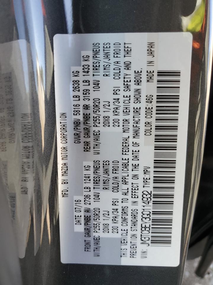 2016 Mazda Cx-9 Signature VIN: JM3TCBEY3G0114932 Lot: 92049075