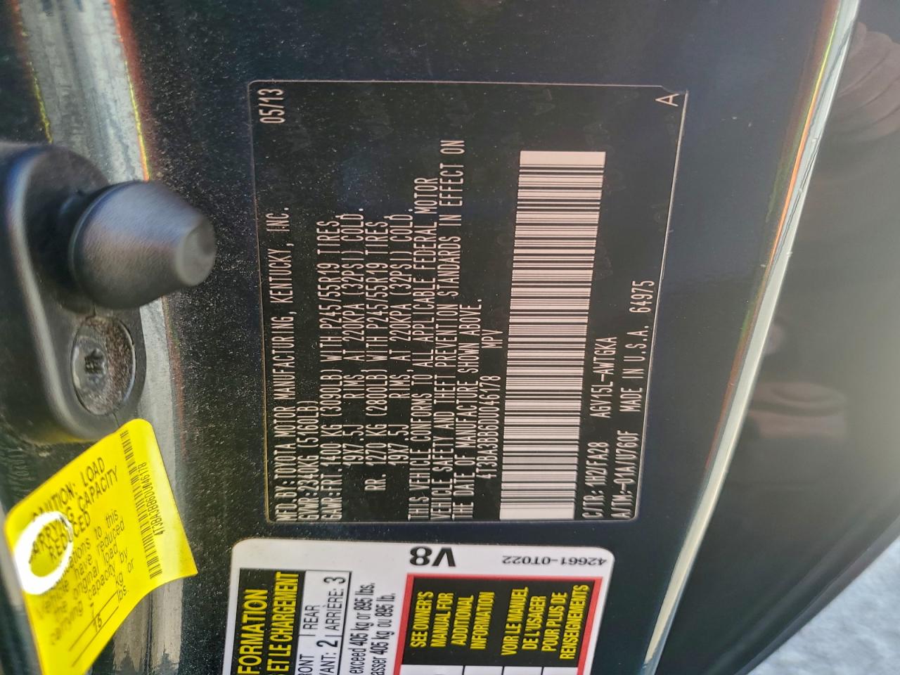 2013 Toyota Venza Le VIN: 4T3BA3BB6DU046178 Lot: 93949495