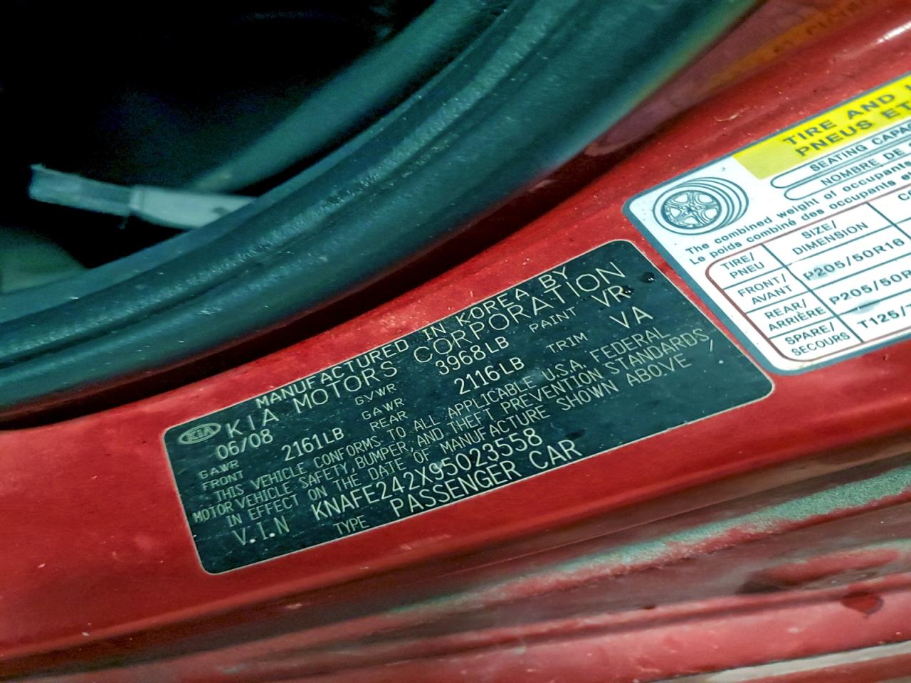 2009 Kia Spectra Sx VIN: KNAFE242X95023558 Lot: 94589025