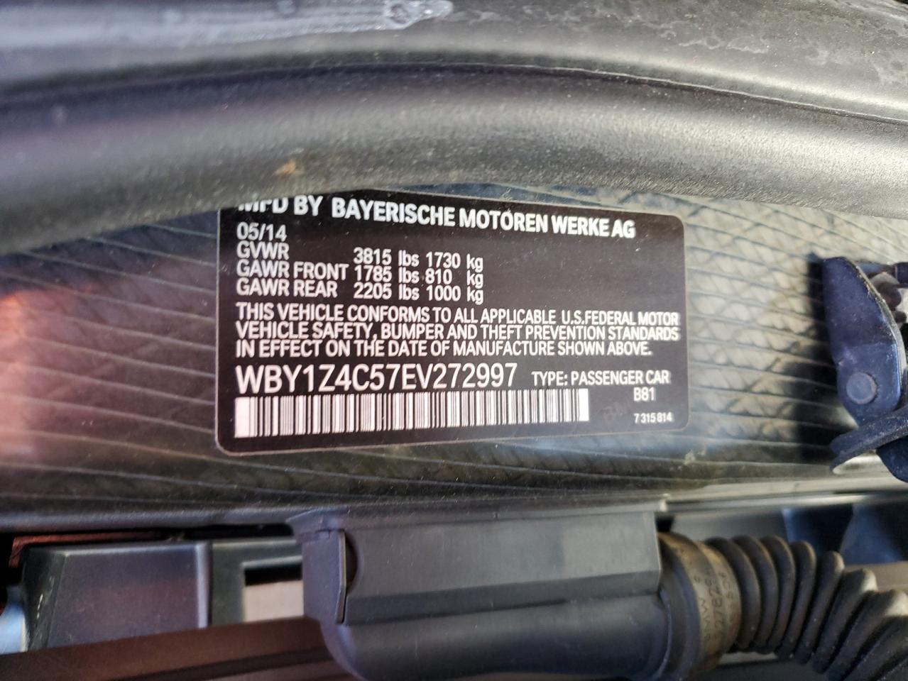 2014 BMW I3 Rex VIN: WBY1Z4C57EV272997 Lot: 91640175