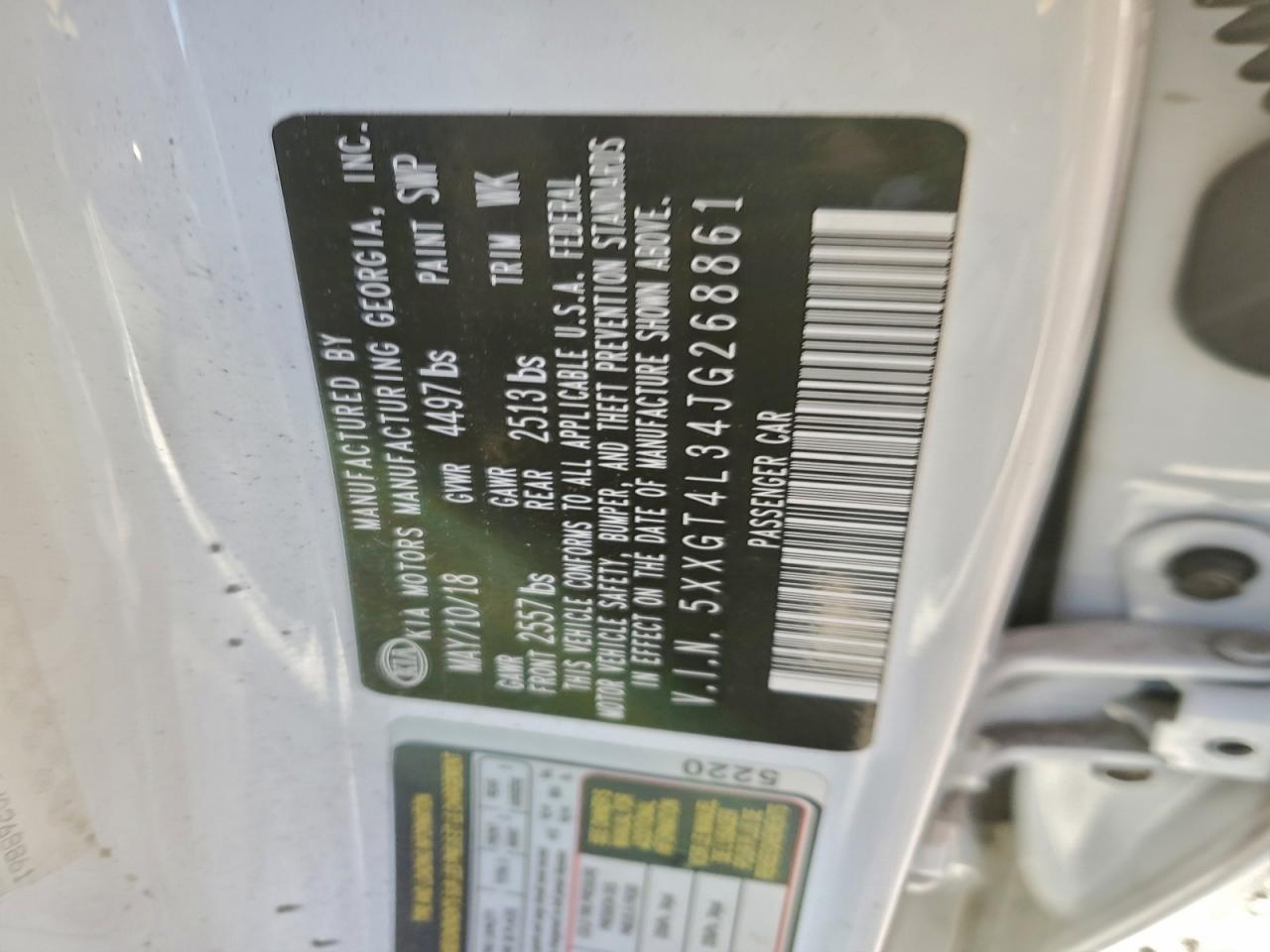 2018 Kia Optima Lx VIN: 5XXGT4L34JG268861 Lot: 94345095