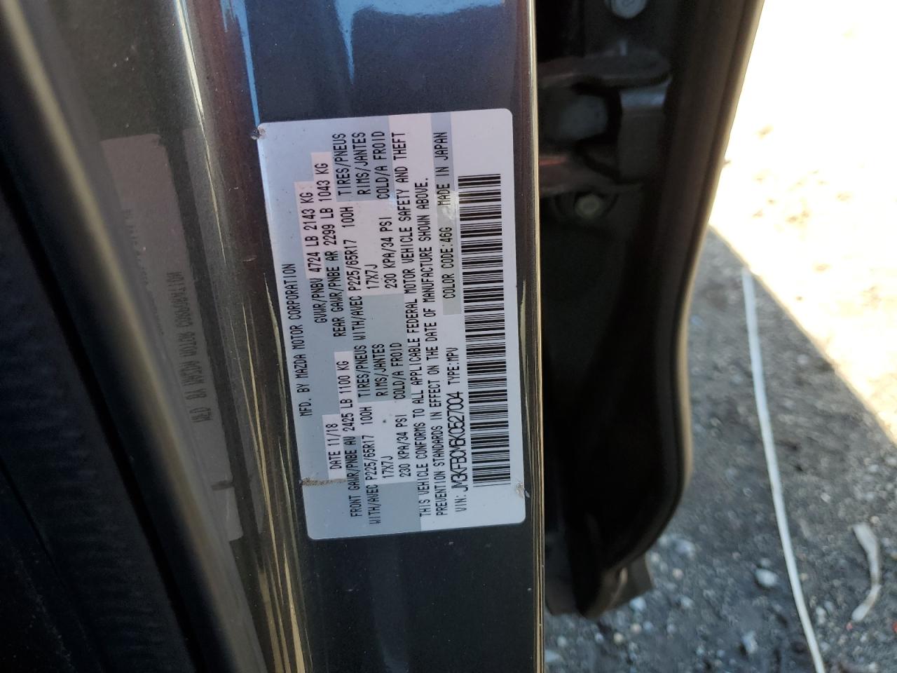 2019 Mazda Cx-5 Touring VIN: JM3KFBCM6K0527004 Lot: 91776635