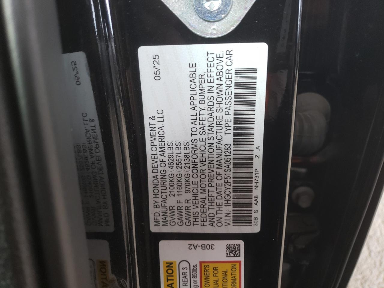 2025 Honda Accord Hybrid Sport VIN: 1HGCY2F51SA051283 Lot: 91313845