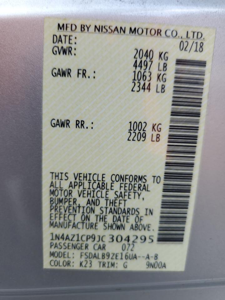 2018 Nissan Leaf S VIN: 1N4AZ1CP9JC304295 Lot: 89669295