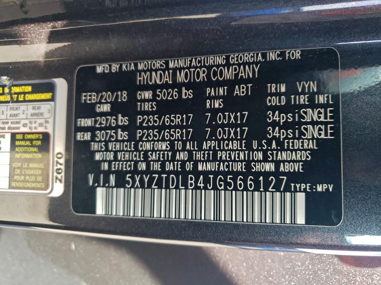 2018 Hyundai Santa Fe Sport VIN: 5XYZTDLB4JG566127 Lot: 94388435