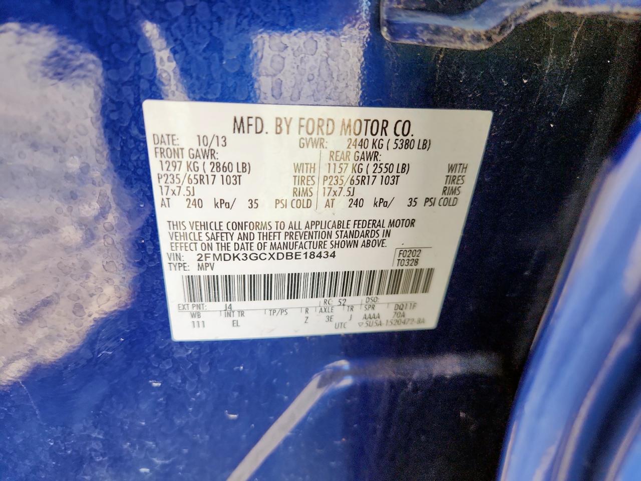 2013 Ford Edge Se VIN: 2FMDK3GCXDBE18434 Lot: 91205215