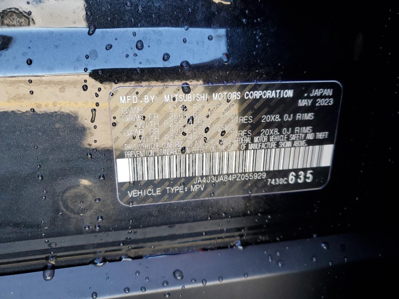 2023 Mitsubishi Outlander Se VIN: JA4J3UA84PZ055929 Lot: 93007685