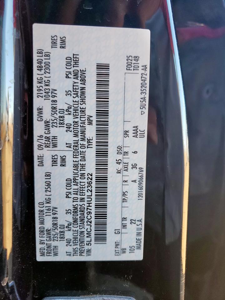 2017 Lincoln Mkc Select VIN: 5LMCJ2C97HUL23622 Lot: 91183525