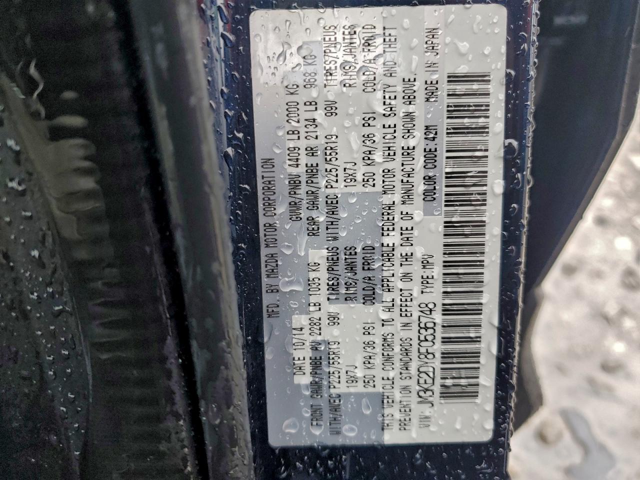 2015 Mazda Cx-5 Gt VIN: JM3KE2DY8F0536748 Lot: 93700765