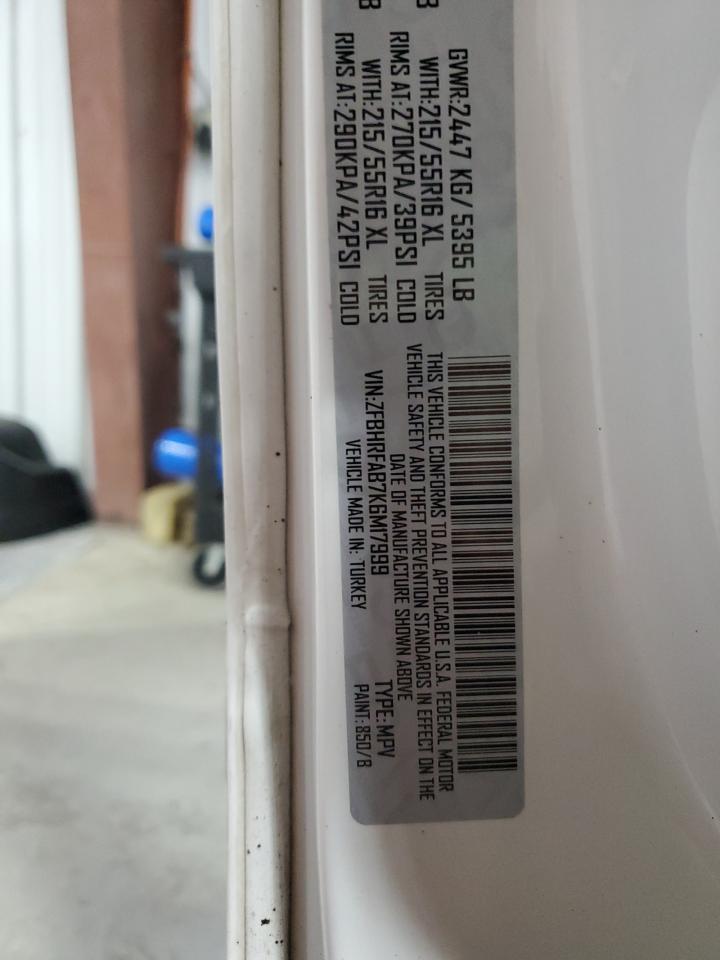 2019 Ram Promaster City VIN: ZFBHRFAB7K6M17999 Lot: 91250395