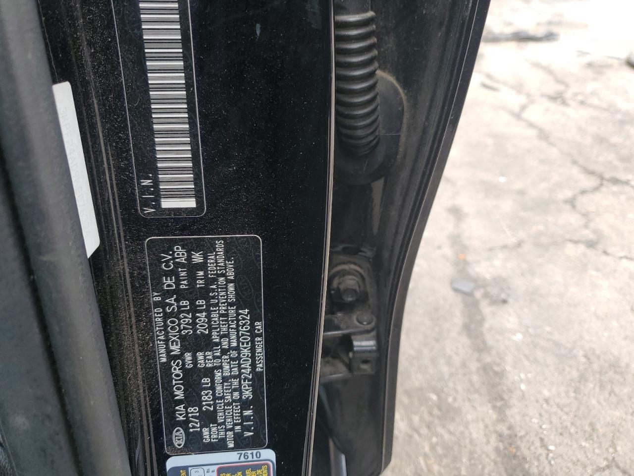 2019 Kia Forte Fe VIN: 3KPF24AD9KE076324 Lot: 91172485