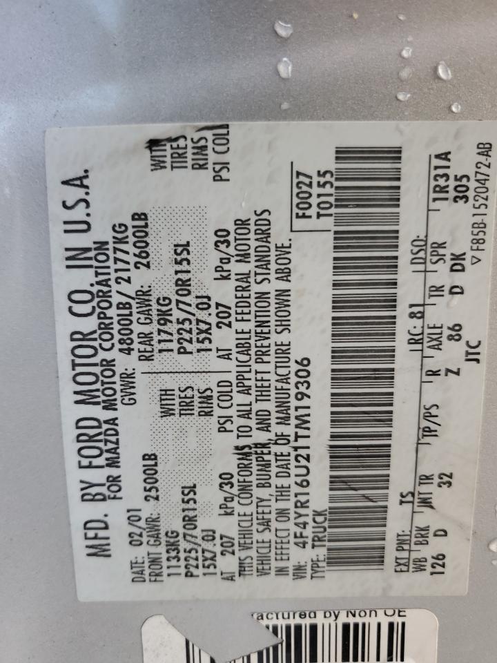 2001 Mazda B3000 Cab Plus VIN: 4F4YR16U21TM19306 Lot: 91644645