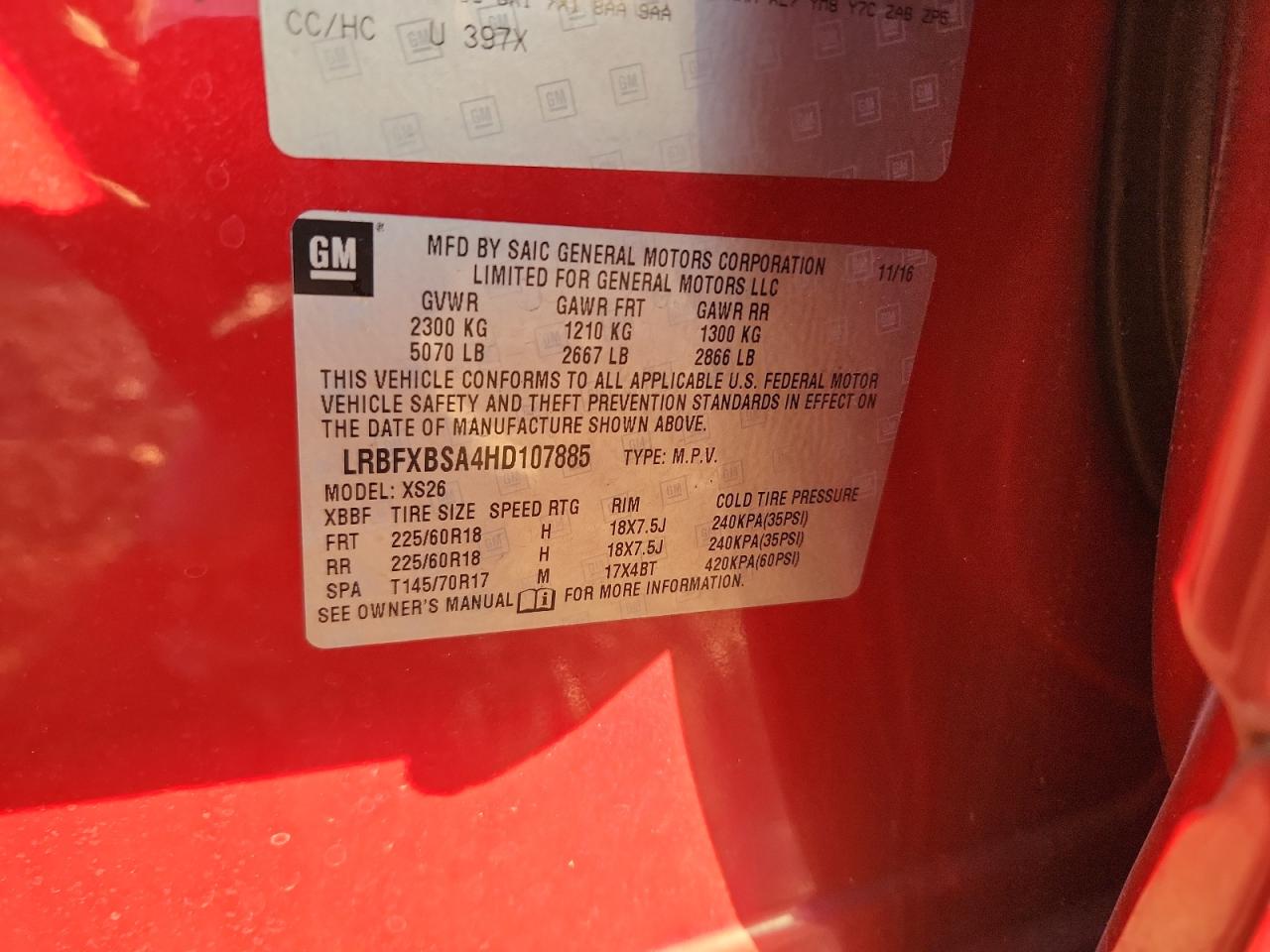 2017 Buick Envision Essence VIN: LRBFXBSA4HD107885 Lot: 92891215