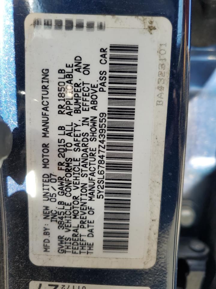 2007 Pontiac Vibe VIN: 5Y2SL67847Z439559 Lot: 90330505