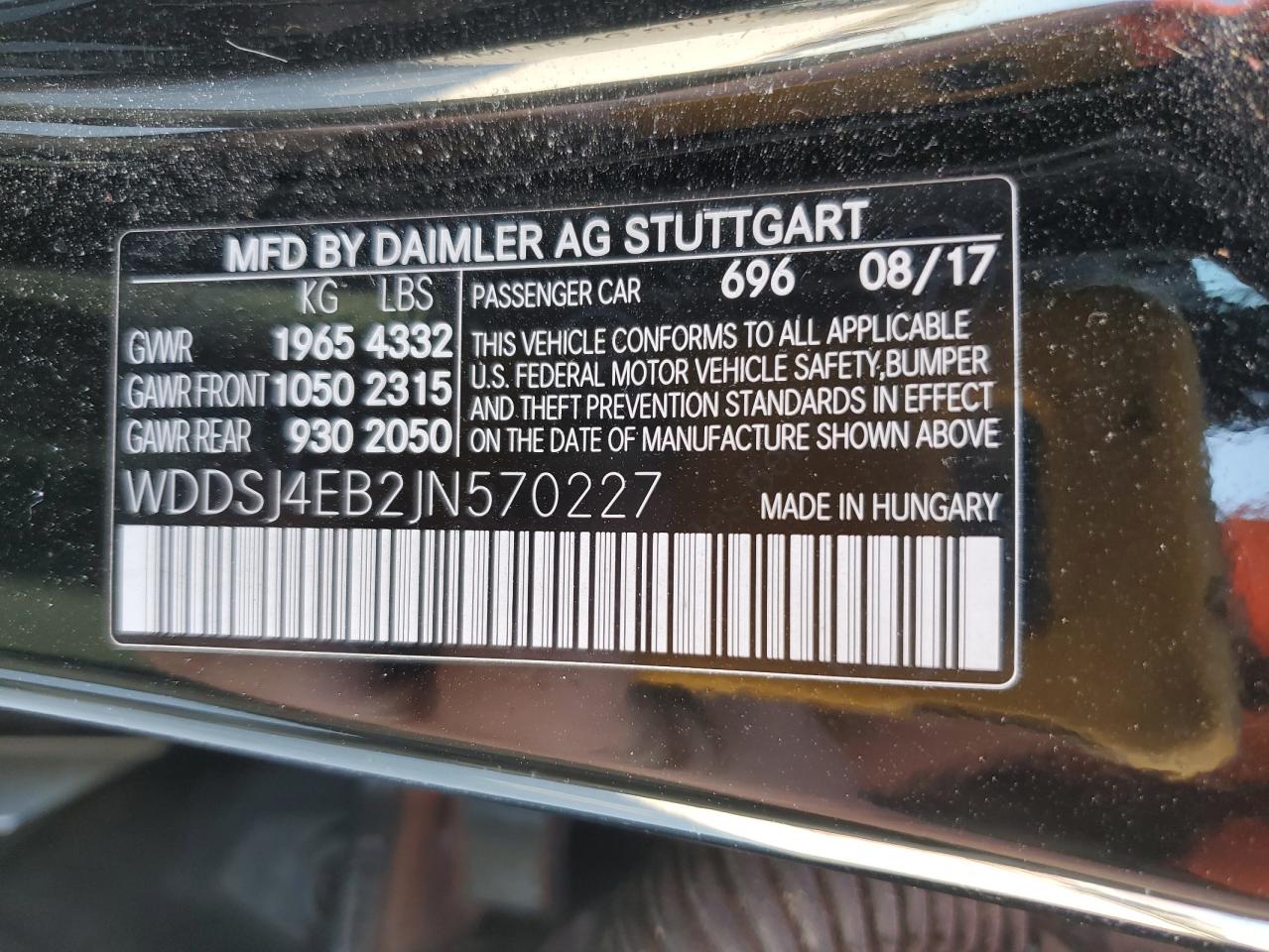 2018 Mercedes-Benz Cla 250 VIN: WDDSJ4EB2JN570227 Lot: 92878125