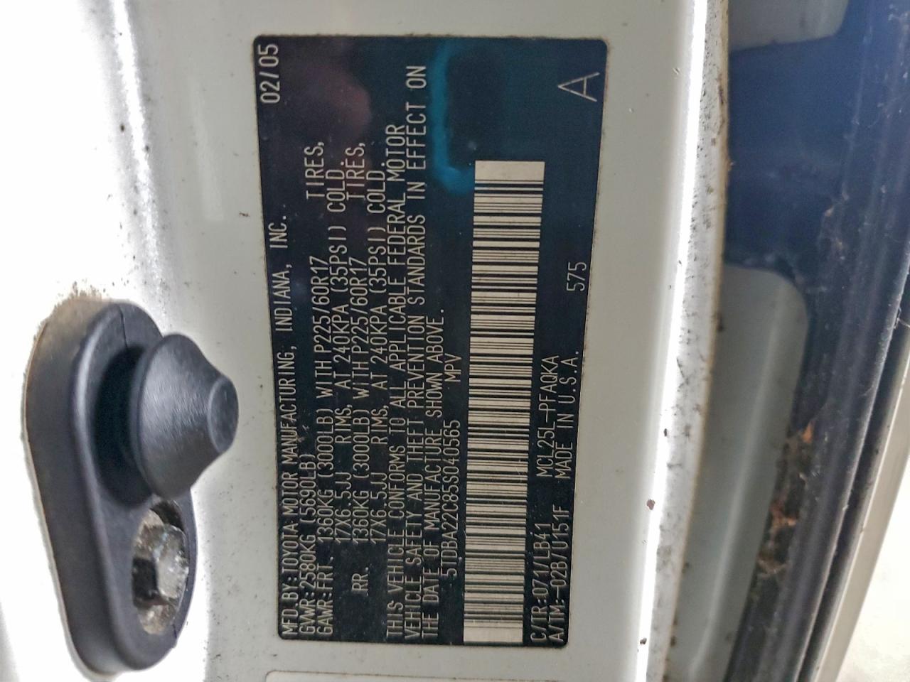 2005 Toyota Sienna Xle VIN: 5TDBA22C85S040565 Lot: 94438445