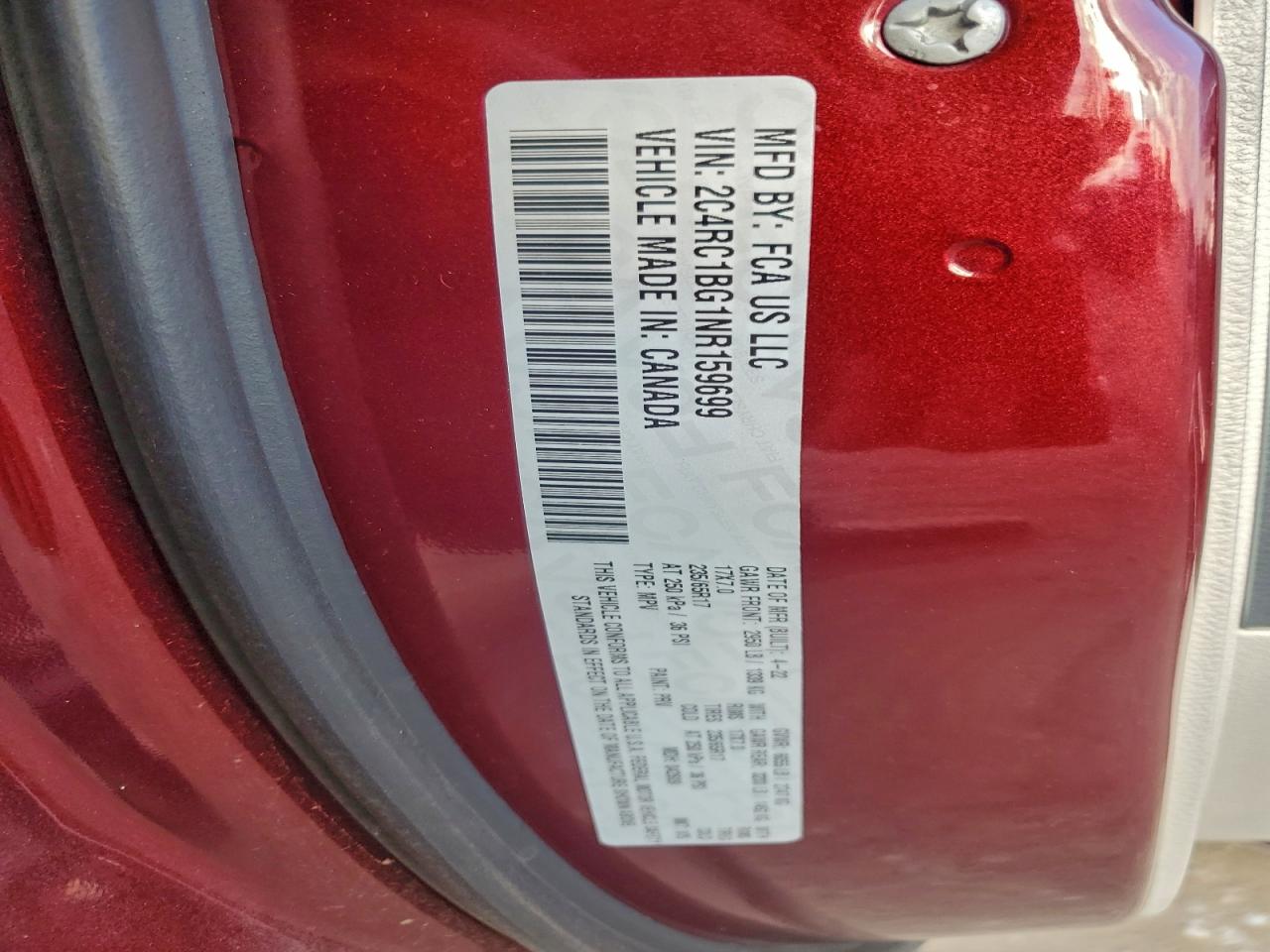 2022 Chrysler Pacifica Touring L VIN: 2C4RC1BG1NR159699 Lot: 94144675