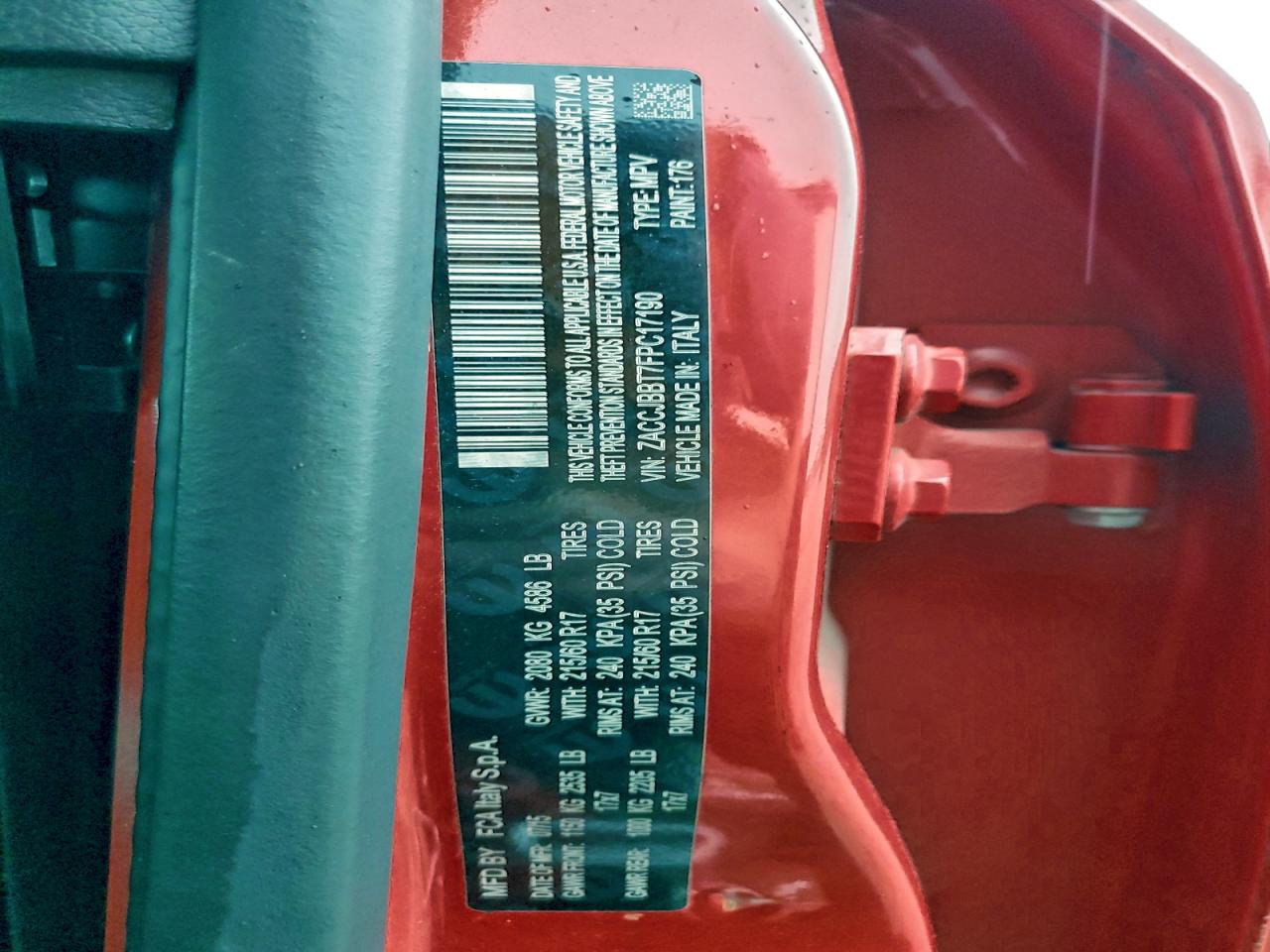 2015 Jeep Renegade Latitude VIN: ZACCJBBT7FPC17190 Lot: 94596745