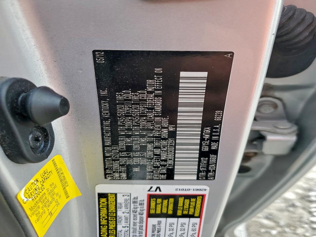 2012 Toyota Venza Le VIN: 4T3BK3BB0CU073291 Lot: 94176145