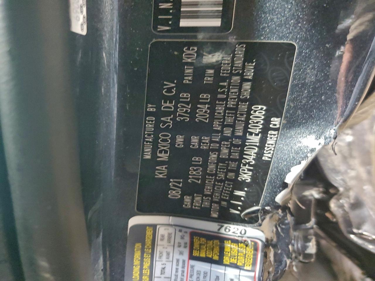 2021 Kia Forte Gt Line VIN: 3KPF34AD1ME403069 Lot: 93782575