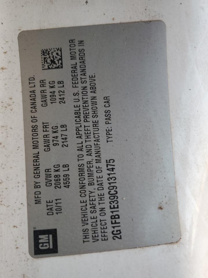 2012 Chevrolet Camaro Lt VIN: 2G1FB1E39C9131475 Lot: 93215355