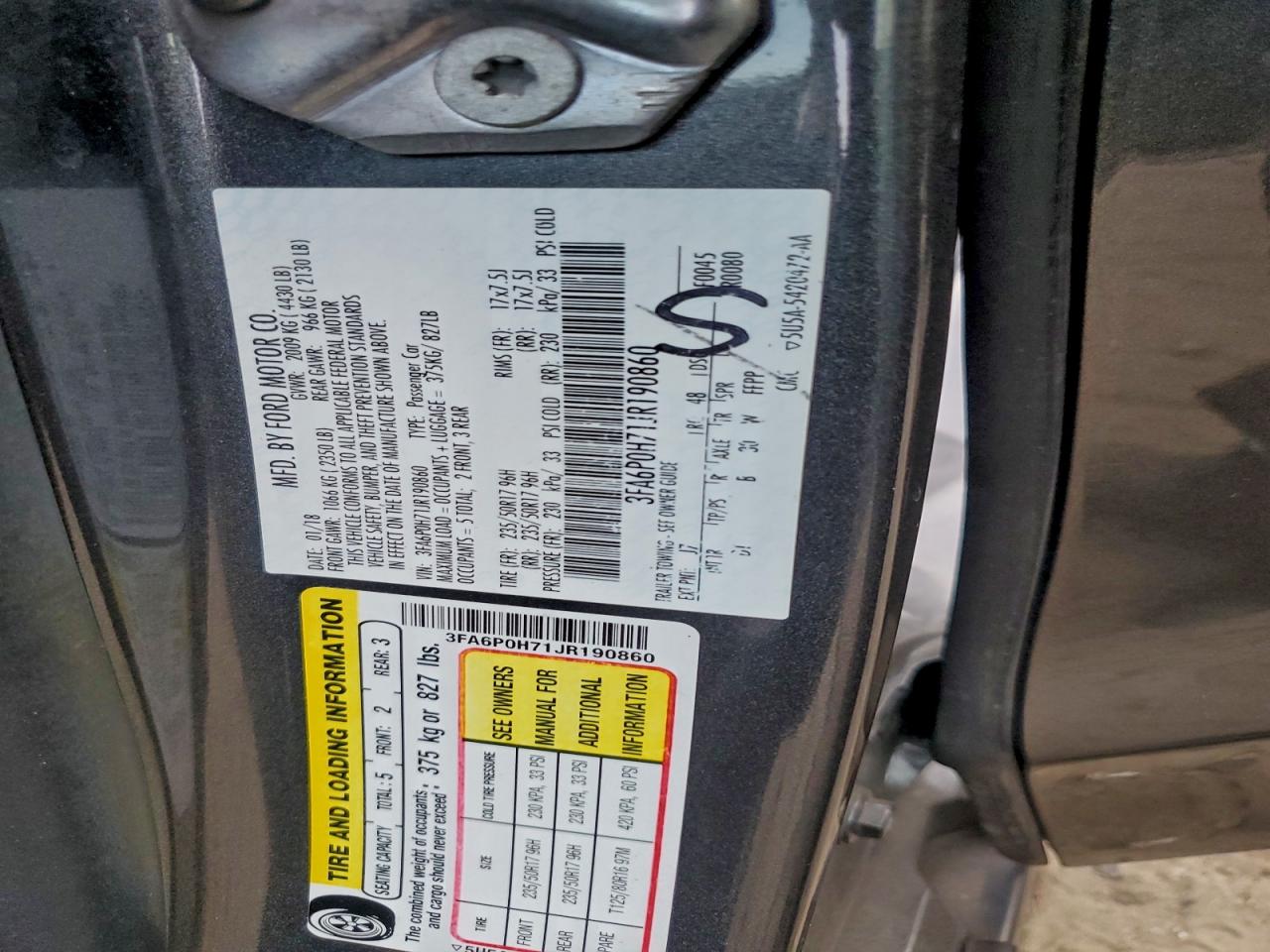 2018 Ford Fusion Se VIN: 3FA6P0H71JR190860 Lot: 91675525