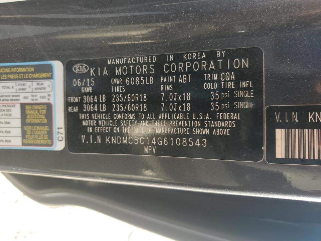 2016 Kia Sedona Ex VIN: KNDMC5C14G6108543 Lot: 82677685