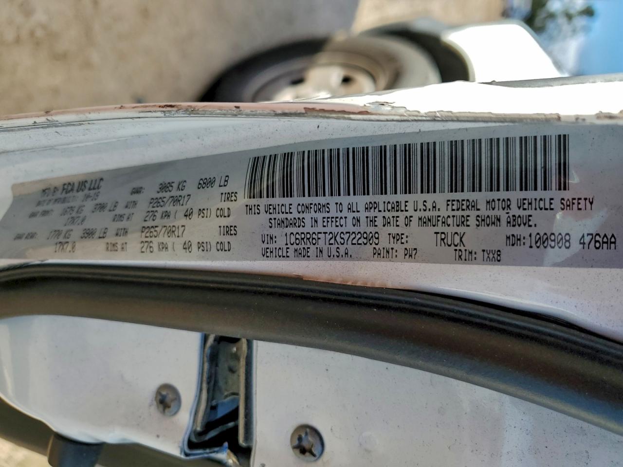 2019 Ram 1500 Classic Tradesman VIN: 1C6RR6FT2KS722909 Lot: 93735045