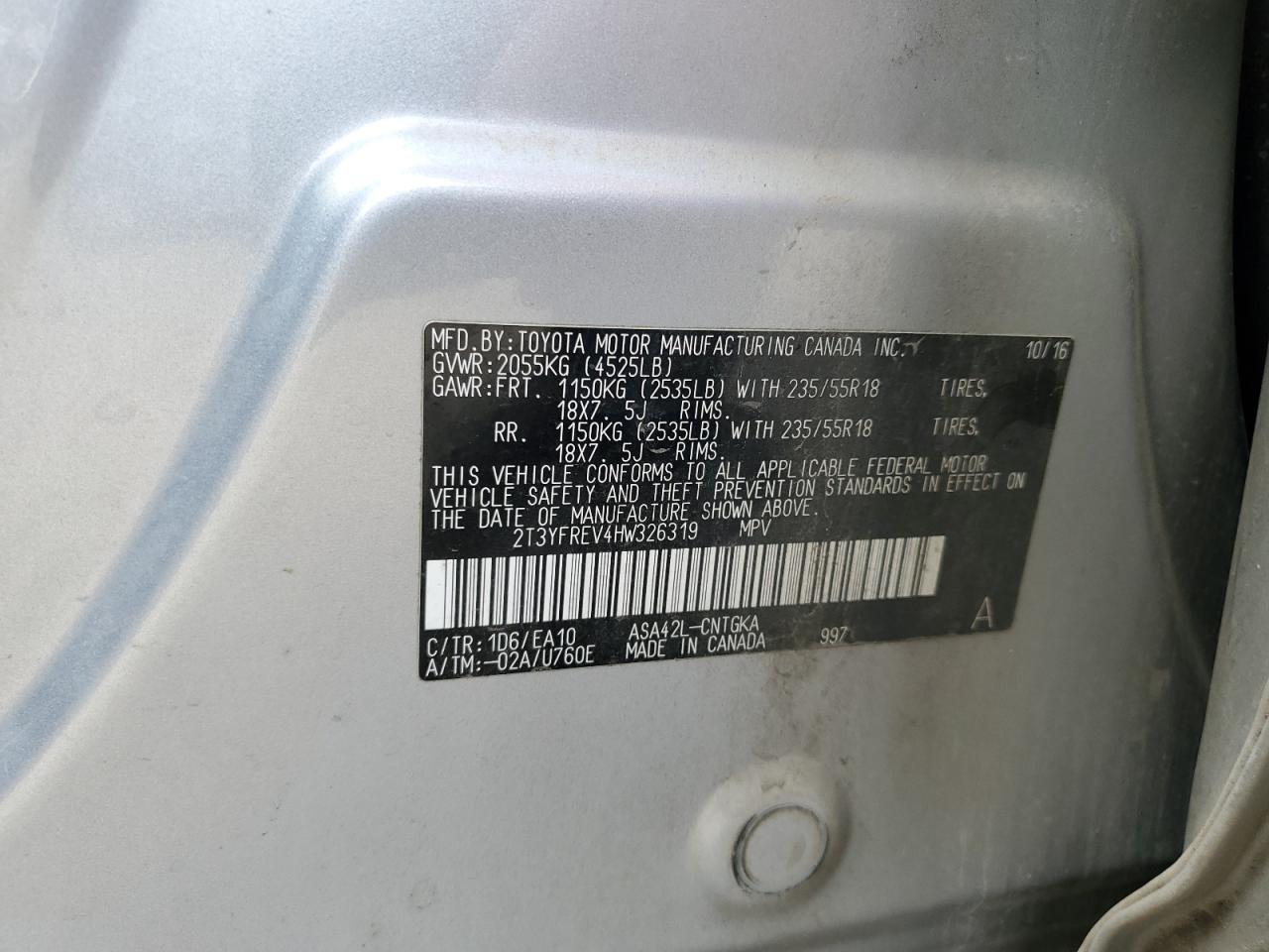 2017 Toyota Rav4 Limited VIN: 2T3YFREV4HW326319 Lot: 93199945