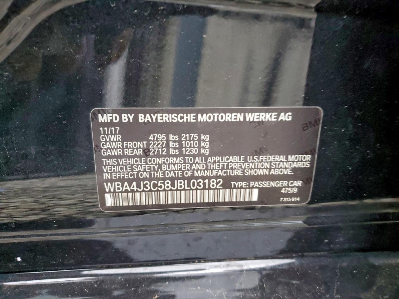 2018 BMW 430Xi Gran Coupe VIN: WBA4J3C58JBL03182 Lot: 93084635