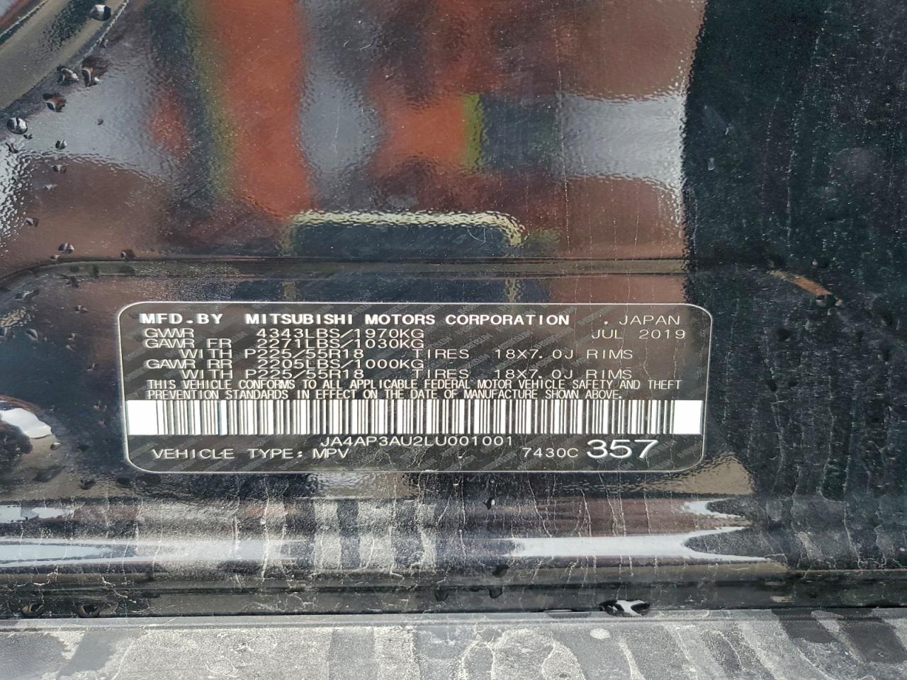 2020 Mitsubishi Outlander Sport Es VIN: JA4AP3AU2LU001001 Lot: 94105425