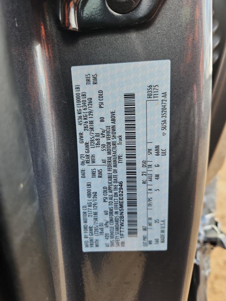 2021 Ford F250 Super Duty VIN: 1FT7W2BN5MEE02946 Lot: 92245155