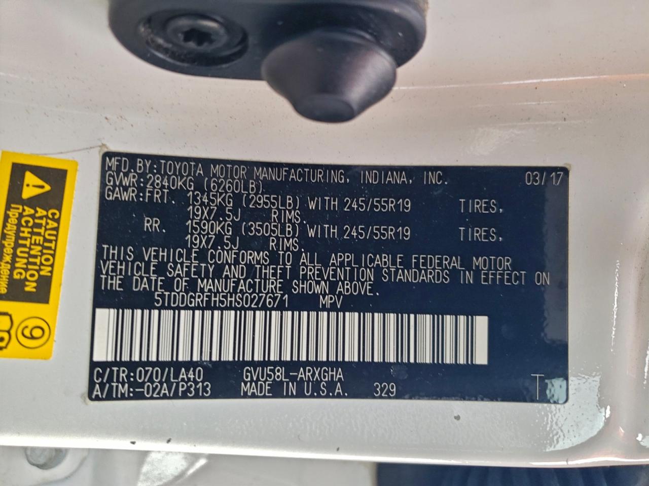 2017 Toyota Highlander Hybrid Limited VIN: 5TDDGRFH5HS027671 Lot: 93481965