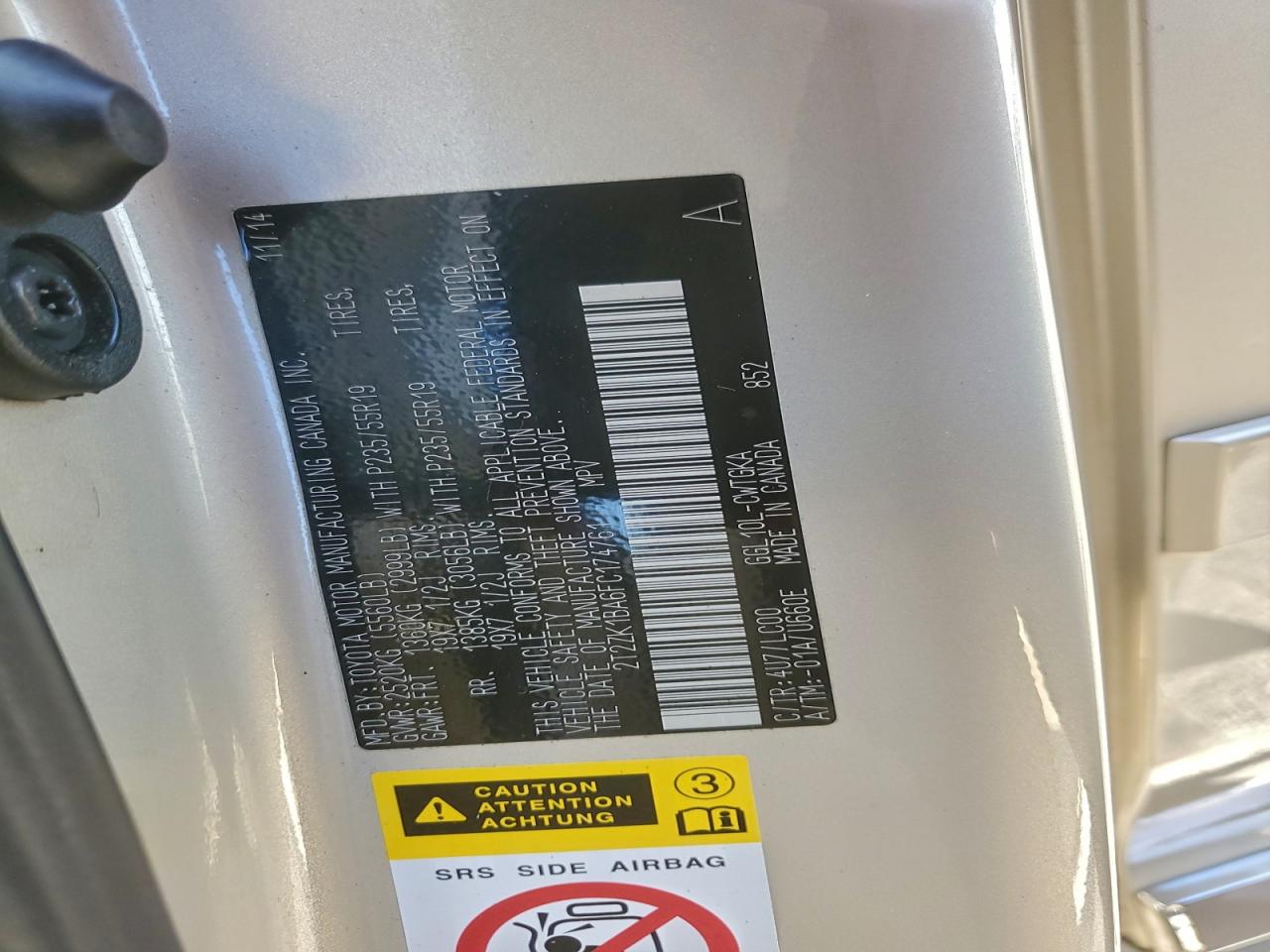 2015 Lexus Rx 350 VIN: 2T2ZK1BA6FC174761 Lot: 94273085