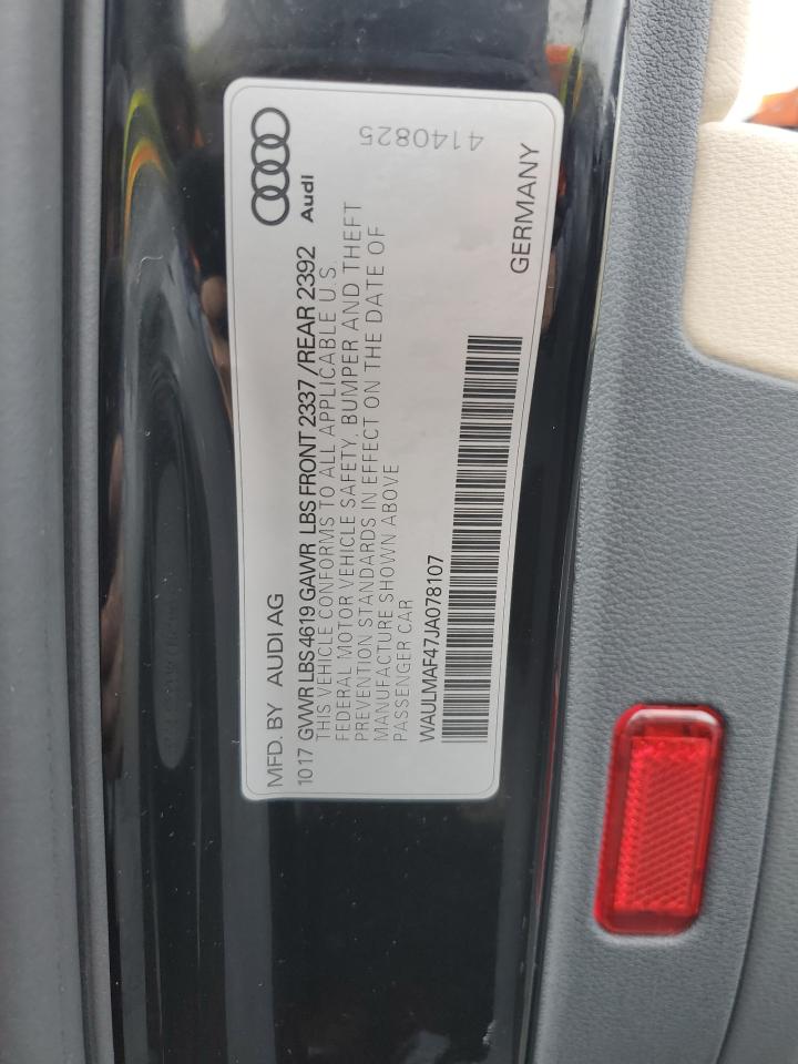 2018 Audi A4 Premium Plus VIN: WAULMAF47JA078107 Lot: 91622545