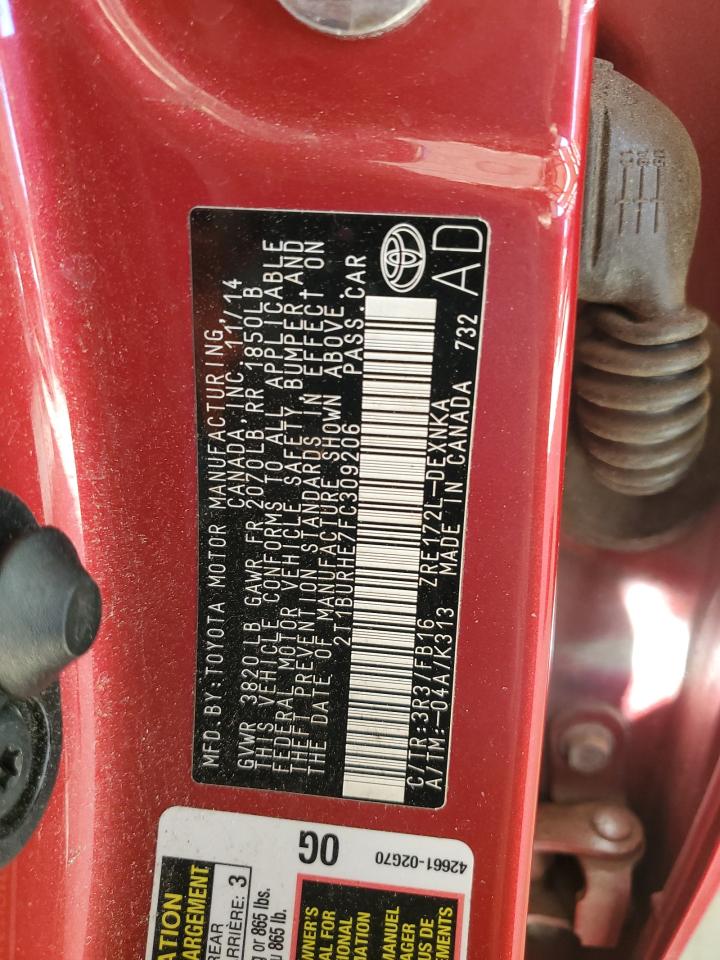 2015 Toyota Corolla L VIN: 2T1BURHE7FC309206 Lot: 90972275