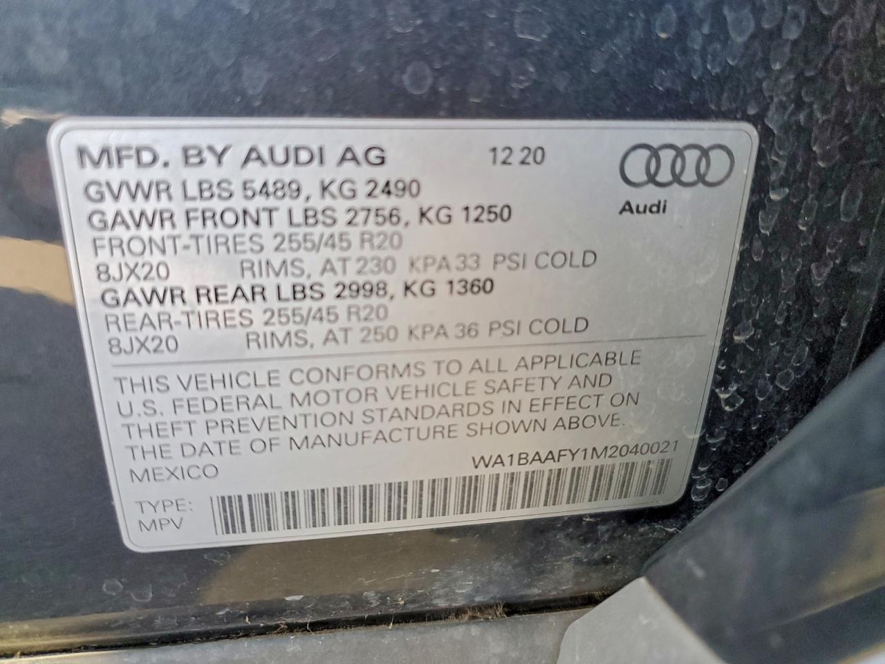 2021 Audi Q5 Premium Plus VIN: WA1BAAFY1M2040021 Lot: 94096425