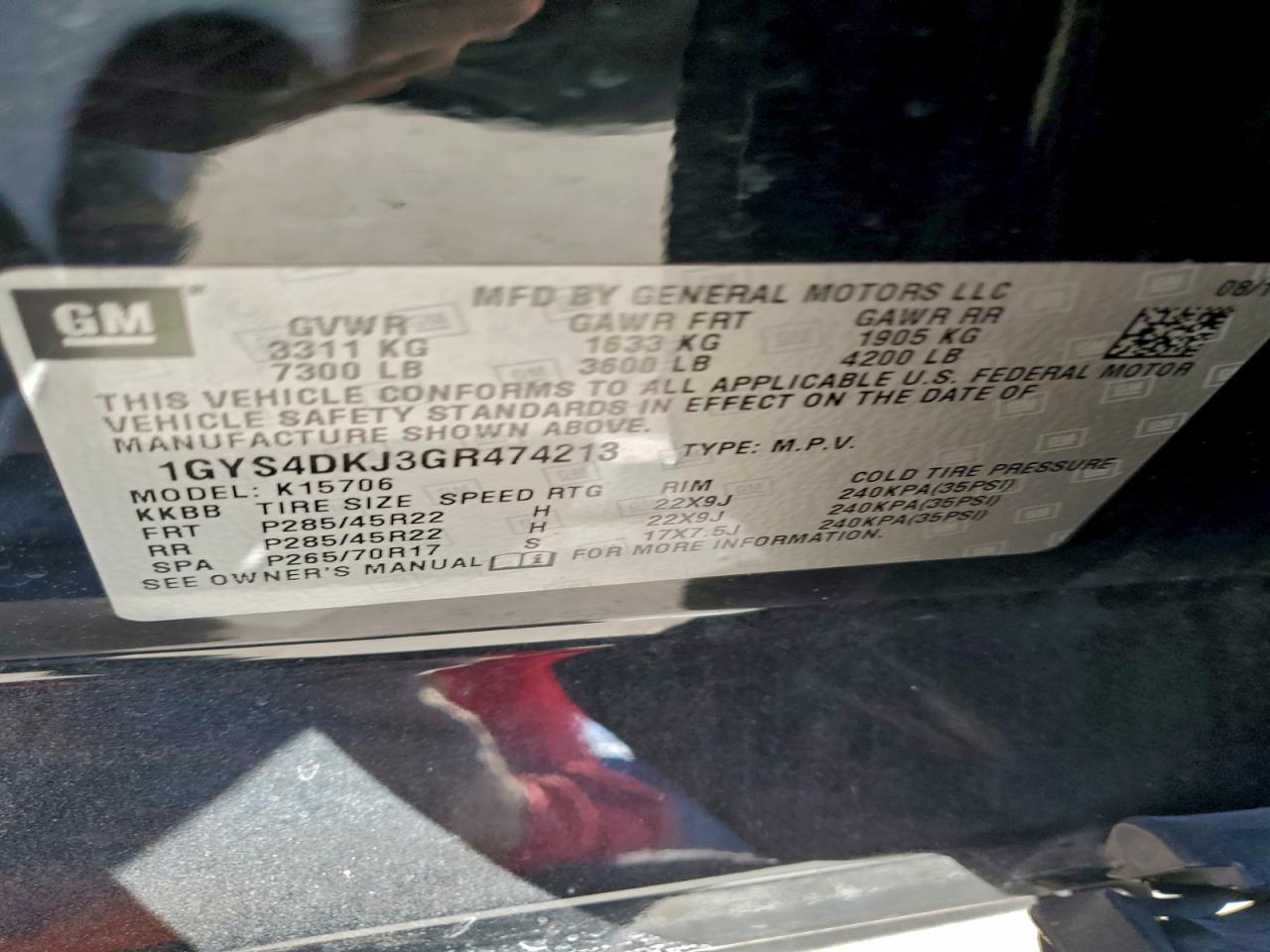 2016 Cadillac Escalade Platinum VIN: 1GYS4DKJ3GR474213 Lot: 92595985