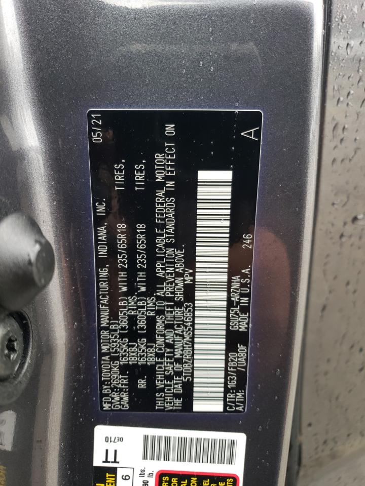 2021 Toyota Highlander L VIN: 5TDBZRBH7MS546853 Lot: 91047515