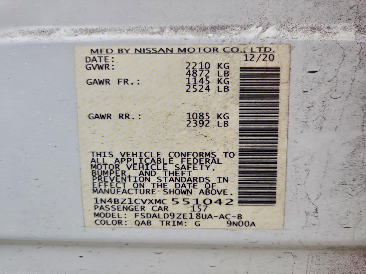 2021 Nissan Leaf Sv Plus VIN: 1N4BZ1CVXMC551042 Lot: 93673015