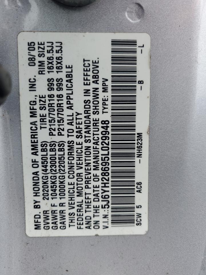2005 Honda Element Ex VIN: 5J6YH28695L029948 Lot: 92858955