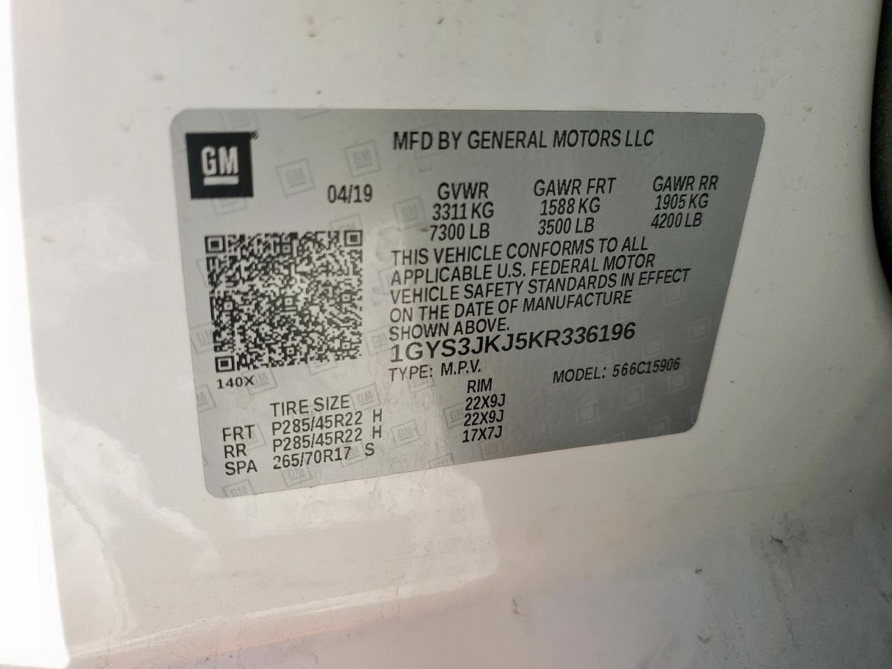 2019 Cadillac Escalade Esv Premium Luxury VIN: 1GYS3JKJ5KR336196 Lot: 91310945